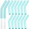 HINZIC 12Pcs Reusable Silicone Straw Tips 5/16Wide(8mm Outer Diameter) Green Food Grade Rubber Straw Covers Flex Elbow Straw Replacement Tip for Stainless Steel Metal Straws
