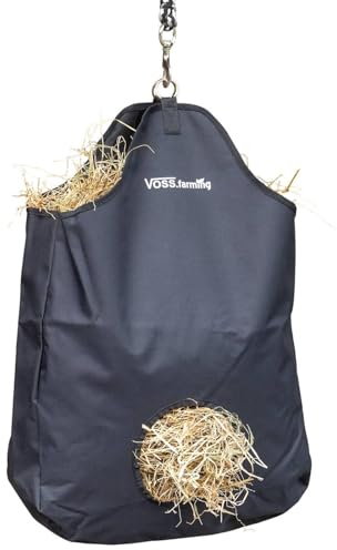 VOSS.farming Heusack, Heutasche für ca. 7kg Heu, Futtersack für Stall, Paddock, Transport und Turnier, schwarz