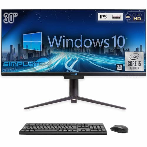 SIMPLETEK - Computer All in One 30 Curved 2K Bildschirm | Core i5 10. Gen | 16GB RAM | SSD 480GB | Integrierte Webcam 5 MP | WiFi 6 und BT 5.2 | Gaming, Grafik
