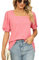 FANGJIN Tops für Damen Kurzarm Poloshirts Sommerbluse Frauen locker T Shirt Casual Pullover Oberteile Sommer T-Shirts Elegant Rosa Groß L