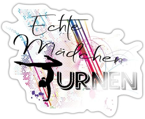 Spreadshirt Echte Mädchen Turnen Sticker Aufkleber, 10 x 10 cm, Weiß glänzend
