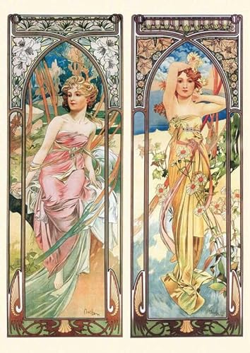 Tushita Kunstpostkarte Alphonse Mucha - Die Zeiten des Tages