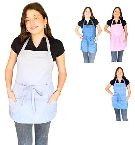 Didart Handmade Delantal Cocina Mujer - Pack 2 unidades. Niña y Niño - 3 Bolsillos. Camarera Cocinera.Mandil cocina mujer. (GRIS 57)
