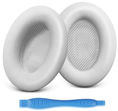 GEVO Ear Pads Cushions Replacement for Bose QC45 QC SE QC35 ii QC35, Earpads for Bose QuietComfort 45 35ii 35 Headphones with Protein Leather Noise Isolation Memory Foam (White)