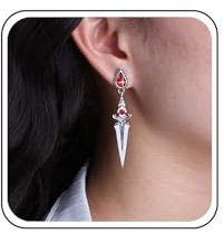 Inateannal Punk Dagger Schwert Ohrringe Silber Schwert Ohrringe Rot Kristall Dagger Ohrringe Rubin Dagger Tropfen Ohrringe Gothic Dagger Messer Ohrstecker Schmuck Für Frauen Und Mädchen