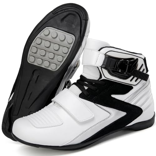 DJFOG Stivali da moto unisex, Stivali da moto da cross in pelle impermeabile in microfibra, Scarpe da moto protettive, Supporta la caviglia da viaggio cross country,Nero,37