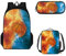 Pzuqiu Schultaschen-Set für Kinder, modisches Rucksack-Set mit Federmäppchen und Lunchtasche für Teenager, Schulbüchertaschen-Set, Cooler Basketball