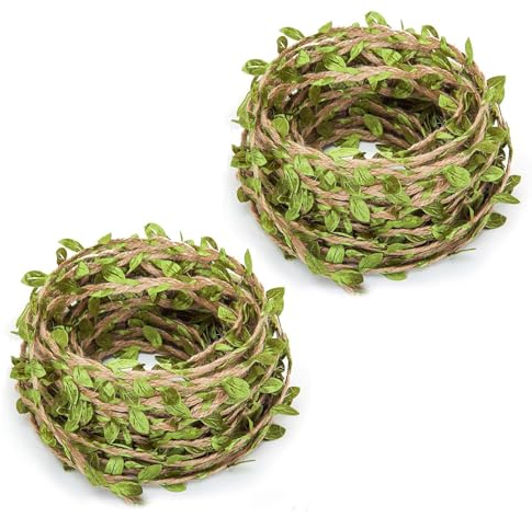 AHEJIOO 2 Rollen Efeu Girlande, 20m Dschungel Deko, Girlande Grün, Blätter Girlande, Buchsbaum Künstlich, Wald Deko, Mittelalter Deko, Dschungel Deko Kinderzimmer, Natur Deko, Blätter Deko