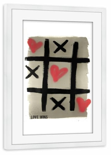 artboxONE Poster mit Rahmen wei 30x20 cm Tic-Tac-Love von Saskia Graumann - gerahmtes Poster