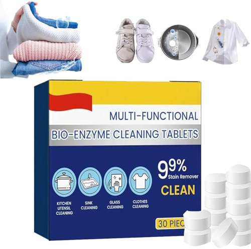 Multi-functional Bio-Enzyme Cleaning Tablets, Active Enzyme Laundry Stain Remover, Foam Rust Remover, Kitchen All-Purpose Cleaning Powder, Household Cleaning Tablets for Clothes/Cooktops (1pcs)