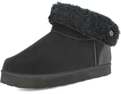 inblu Donna con Risvolto in Ecopelliccia, Stivaletto Invernale Caldo e Leggerissimo, Nero, 38 EU