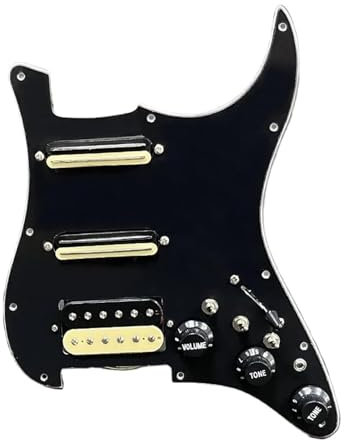 vorverdrahtetes Schlagbrett ST Guitar SSH-Coil Splitting Prewired Pickguard Zwei Mini-Humbucker und ein Humbucker (9K/9K/15K) + 35 Ausgang(Right BK 3.5 Output)