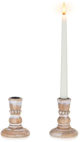 Inweder Kerzenhalter Stabkerze Holz Kerzenständer: 2 Stück Rustikal Kerzenständer Stabkerzen für Bauernhaus Boho Deko Kleine Stabkerzenhalter für Party Hochzeit Weihnachtsdeko