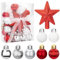 Weihnachtskugeln 30 Stück Mini Weihnachtsbaumkugeln Kunststoff, Rot Weiß Silber 3CM Christbaumkugeln Bunt Deko, Weihnachtsbaum Ornamente für Drinnen & Draußen, Hochzeit Party