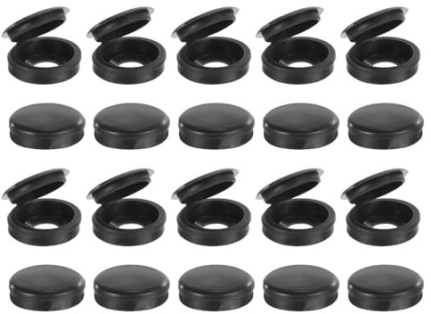sourcing map 100Pcs Screw Caps, 5.3mm/0.21 ID Screw Snap Covers Washer Flip, PVC Hinged Screw Cover Caps for Covering Screw Heads(Black)