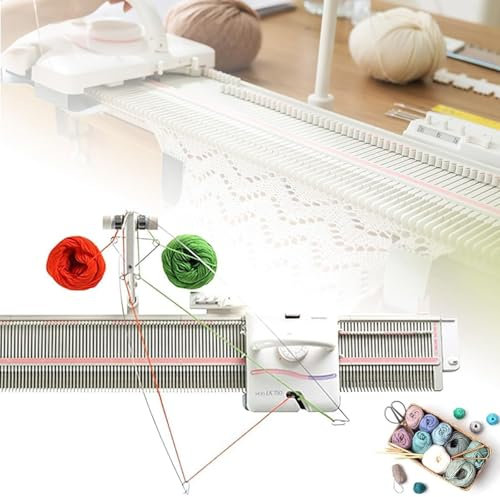 DPQYJPP Macchina Maglieria Automatica, Macchina per Maglieria Domestica, 6,5 mm, in plastica, 150 Punti, Kit per la Maggior Parte dei Filati per Maglieria a Mano
