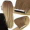 Easyouth Tape in Extensions Echthaar Ombre Extensions Echthaar Tape 45 cm Goldbraun Verblasst zu Golden Blonde Tape Extensions Echthaar 50g #10/14 20pcs