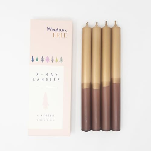 MADAM ERLE - 4er-Set dip dye Kerzen | IBEN | handgemachte Weihnachtsedition | wunderschön auf dem Adventskranz | gold und silber Töne