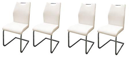 HTI living Esszimmerstuhl 4er Set Cremeweiß Nelly Schwingstuhl Wartezimmerstuhl