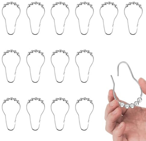 14pcs Shower Curtain Hook Rings - Rust-Resistant, Stainless Steel Rings, Heavy-Duty Shower Curtain Clips for Rods, Easy to Install and Durable Bathroom Accessories