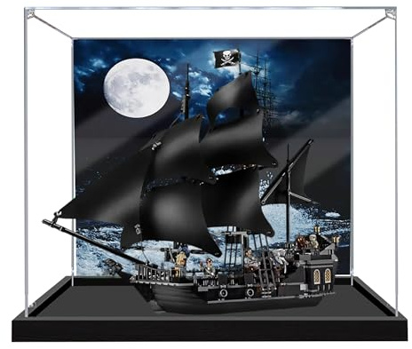 Acryl-Vitrine für Lego 4184 Black Pearl-Modell, 3 mm staubdichte Displaybox, Vitrine kompatibel mit Lego 4184 (Modell nicht im Lieferumfang enthalten (Hintergrund-Bauweise B)