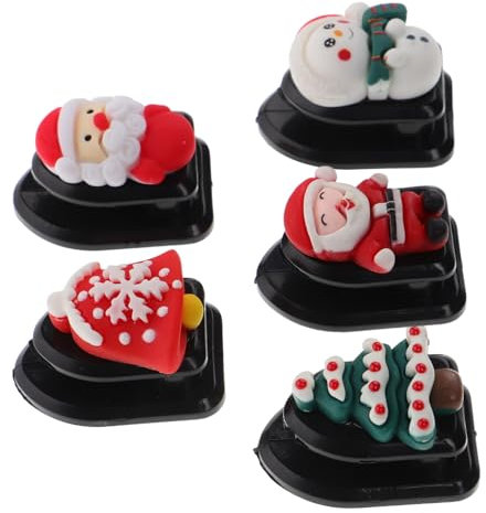 iplusmile 5-Teiliges Set Weihnachts-Autohaken Autohaken Weihnachtsdekoration Festliche Autoinnenraumdekoration Auto Zubehör Weihnachtsaufkleber weihnachtsbaum deko Handtaschenhaken fürs Auto