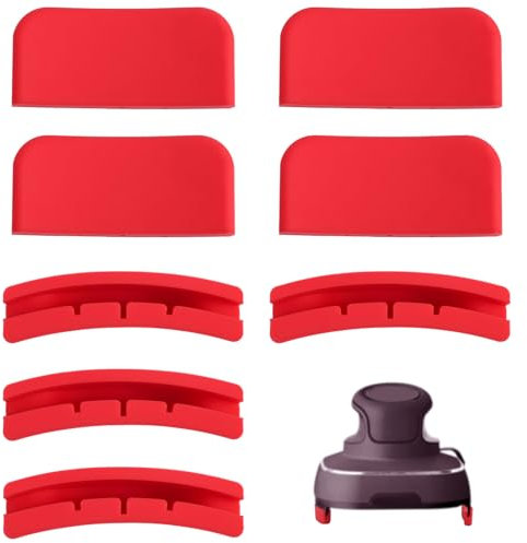BOXOB 8 Unidades Alfombrillas para Ninja Crispi Air Fryer, Base de Silicona Portátil con Cuatro Patas Soporte para Sistema Accesorios (Rojo)