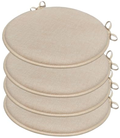 emmevi Set mit 4 runden Stuhlkissen aus Baumwolle, waschbar, weich, rund, einfarbig, Pastell Beige