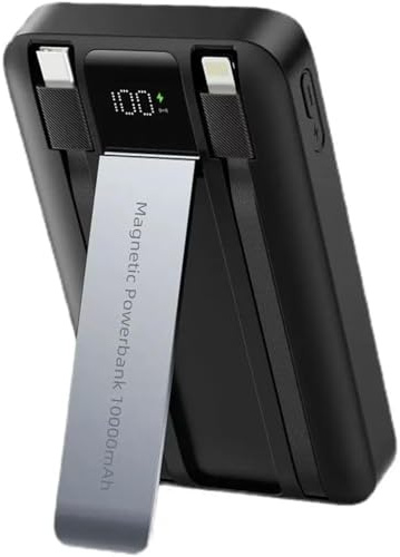 Powerbank für Magsafe,10000mAh Magnetische Power Bank Mit Typ-C-Kabel und Lightning-Kabel,PD 20W Schnellladen mit LED Display,Kabellos Akkupack für iPhone 17/16/15/14/13/Pro/Pro Max/Mini (MPB02)