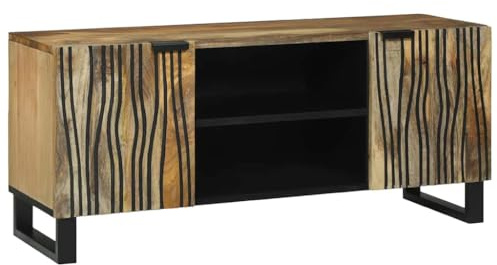 vidaXL TV Cabinet Brown 105 x 33 x 46 cm Solid mango wood, Rustic Rectangular Tv Cabinet, Durable Media Stand, Storage Unit for Living Room, Home Decor, Organization Solution
