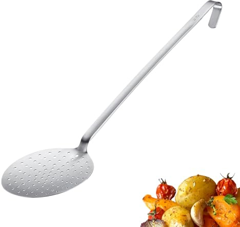 Westmark Schaumlöffel Pro – Edelstahl Schöpflöffel mit Aufhängehaken – Perfekte Schöpfkelle für Abschöpfen, Frittieren & Profiküche – Silber, Ø 14 cm