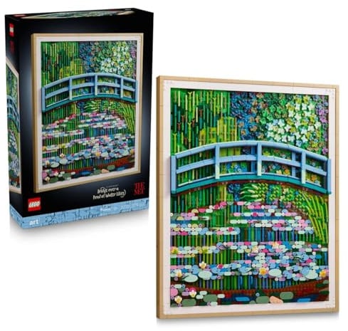 LEGO Art Claude Monet – Bridge over a Pond of Water Lilies - Hanging 3D Wall Art for Home Decor - Impressionist Display Model Kit for Adults - DIY Gift Idea - 31220