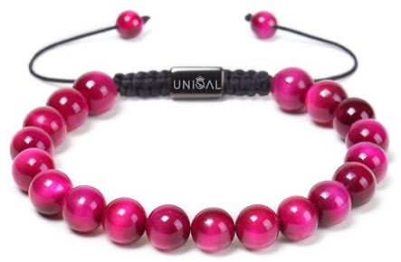 UNIQAL | Damen Armband Perlen Set Naturstein | Edelstein Armbänder mit Tigerauge Lapislazuli Hämatit Onyx Lava Unisex | Verstellbar | Geschenk Armband Männer Schmuck