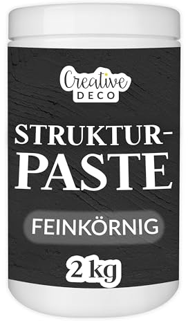 Creative Deco Strukturpaste Feinkörnig 2 kg | Schwarze Spachtelmasse