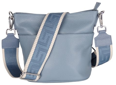 MIRROSI Damen Umhängetasche, Crossbody Bag, Echtleder I Made in Italy (1 Tasche 1 oder 2 Gurt(e)), 24x18x12cm (BXHXT) Mittelgroß