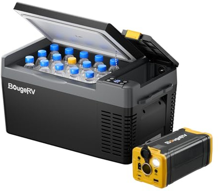 BougeRV CRPRO 20L Frigo auto a compressore, -22℃~10℃, con batteria 266Wh | 0°C in 15 min, 12V/220V, autonomia max 18h con batteria 266Wh, funzionamento autonomo. Ricarica solare campeggio, novità 2026