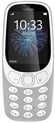 Nokia 3310 2G Unlocked Mobiltelefon (2,4 Zoll Farbdisplay, 2MP Kamera, Bluetooth, Radio, MP3 Player, Dual Sim) retro grey