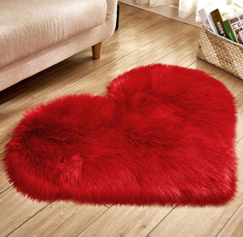 Faux Lammfell Teppich Kunstfell Matte Sofa-Deco 29 (Rot, 40 * 50)