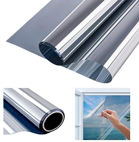 Modrad Film Fenêtre Anti Regard Film Miroir Fenêtre sans Tain Protection de Solaire Anti UV Anti Chaleur Film Vitre Noir Occultant Auto-Adhésif