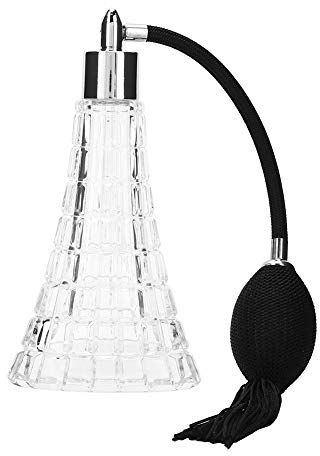 Wandisy Gran Atomizador De Perfume, Botella De Perfume De Vidrio Recargable, 2.53 Oz Frasco De Perfume Vintage De Vidrio Recargable Vacío Con Pulverizador De Negro Antiguo Con Borla De