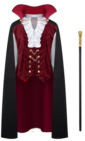 Spooktacular Creations Vampir Kostüm Erwachsene, halloween kostüm vampir, Renaissance Mittelalterliche Vampir Deluxe Halloween Kostüm für Herren Rollenspiel Sins Cosplay (Large, Red)