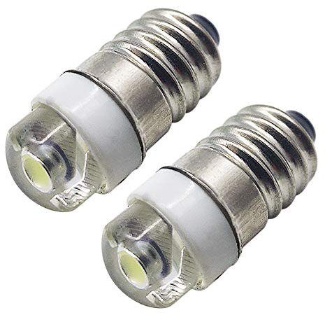 Ruiandsion Lot de 2 ampoules LED E10 DC 6 V 0,5 W 6000 K Blanc pour lampe torche, lampe de poche, phare, sans polarité