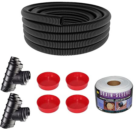 JDP Small Garden Lawn Drainage Pack - 60mm Perforated Drainage Pipe for Areas Up to 80m2