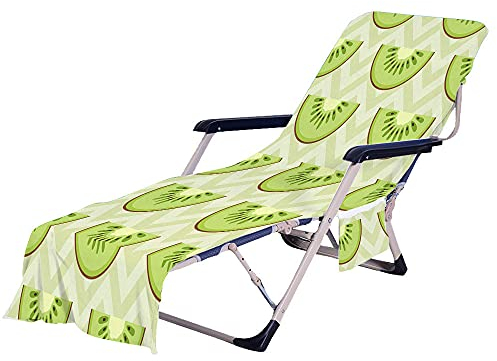 FANSU Frucht Schonbezug für Gartenliege Frottee Liegenauflage Garten Sonnenliege Handtuch mit 2 Taschen Stuhl Strandtuch für Schwimmbäder, Strände, Gartenhotels (Grün,75x210cm)