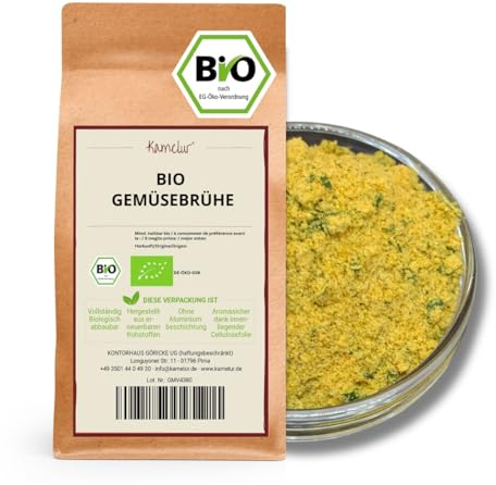 Kamelur Brodo Vegetale BIO Senza Lievito E Senza Glutammato - Brodo Vegetale BIO In Polvere Composto Da Verdure E Spezie BIO Di Alta Qualità - Brodo Vegetale BIO In Confezione Biodegradabile 500G