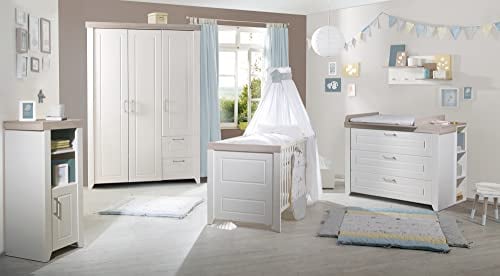 roba SET 'Felicia', Luna Elm / weiß inkl. Kombi-Bett 70x140 cm, Wickelkommode und 3-türigem Schrank