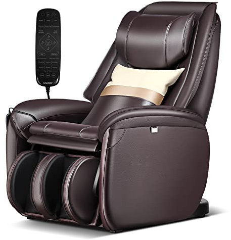 COSTWAY Massage Chair for Home, Electric Massagers Zero Gravity 3D SL Track Full Body Massage Recliner with Back Heater, Automatic Shoulder Detection, Airbag and Pillow, Relax Shiatsu Massager (Brown)