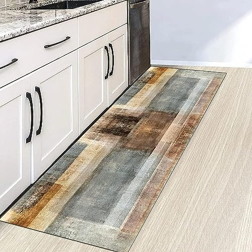 RAUMPA Teppichläufer rutschfest, Flur Teppich Läufer, Küche Waschbar Rutschfest Mit Muster Lang Küchenläufer Küchenteppich Flurteppich Küchenmatte für Eingangsbereich Wohnzimmer Schlafzimmer 90x500 cm
