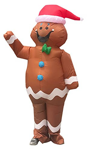 Arokibui Inflatable Gingerbread Man Costume Blow up Gingerbread Costume Cosplay Party Halloween Costume Christmas Costume Christmas Decoration