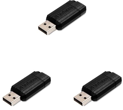 Verbatim Pinstripe USB-Stick 32GB, USB 2.0, USB Speicherstick, für Laptop Notebook Ultrabook TV Autoradio, USB 2.0 Stick, Datenstick mit Schiebemechanismus, Schwarz (Packung mit 3)
